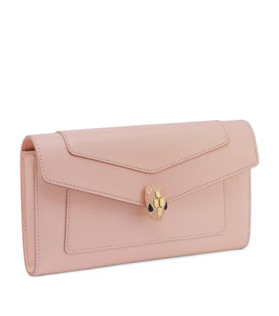 Bvlgari Leather Serpenti Forever Long Wallet In Pink