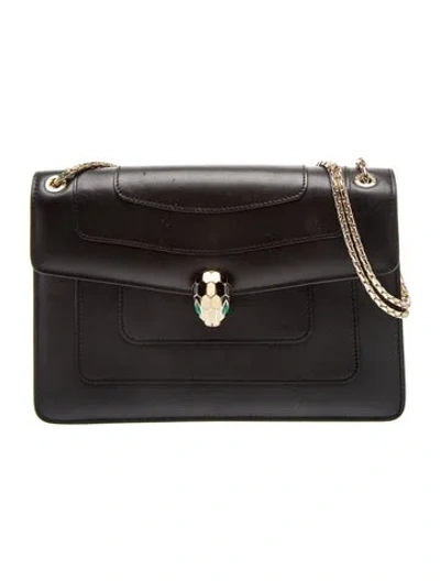 Pre-owned Bvlgari Leather Serpenti Forever Medium In Black