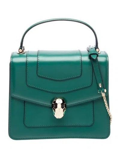 Pre-owned Bvlgari Leather Serpenti Forever Medium In Green