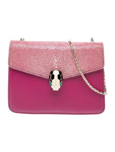 Pre-owned Bvlgari Leather Serpenti Forever In Pink