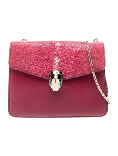 Pre-owned Bvlgari Leather Serpenti Forever In Pink