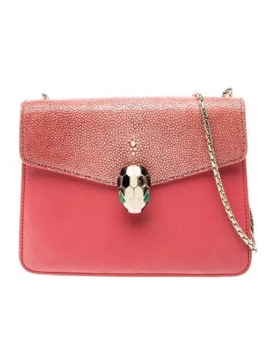 Pre-owned Bvlgari Leather Serpenti Forever In Pink