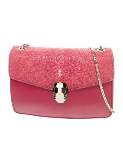 Pre-owned Bvlgari Leather Serpenti Forever In Pink
