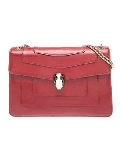 Pre-owned Bvlgari Leather Serpenti Forever In Red