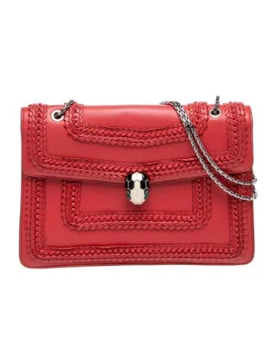 Pre-owned Bvlgari Leather Serpenti Forever In Red