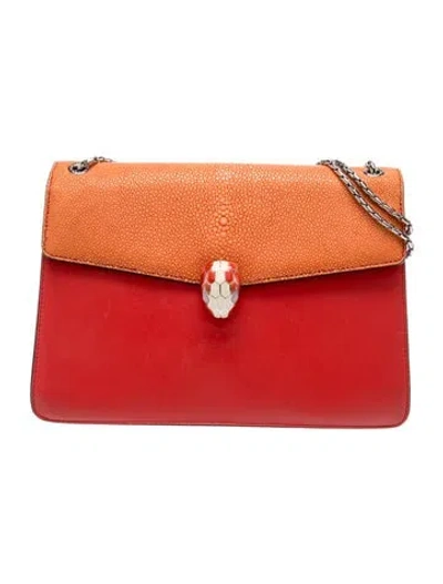 Pre-owned Bvlgari Leather Serpenti Forever In Red