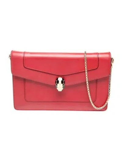 Pre-owned Bvlgari Leather Serpenti Forever In Red