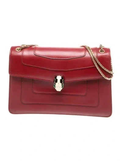 Pre-owned Bvlgari Leather Serpenti Forever In Red