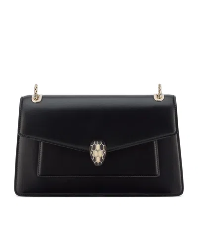 Bvlgari Leather Serpenti Forever Shoulder Bag In Black