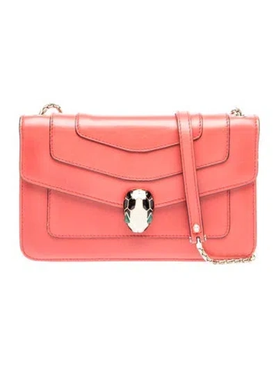 Pre-owned Bvlgari Leather Serpenti Forever Small In Red