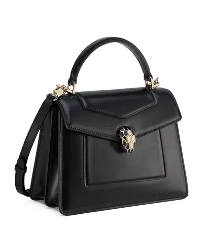 Bvlgari Mini Leather Serpenti Forever Top-handle Bag In Black