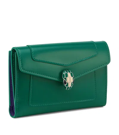 Bvlgari Leather Serpenti Forever Wallet In Green