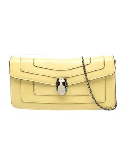 Pre-owned Bvlgari Leather Serpenti Forever In Yellow