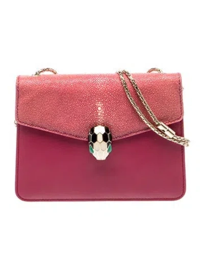 Pre-owned Bvlgari Leather Serpenti In Pink