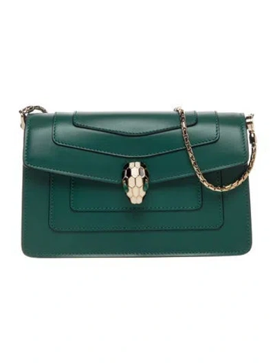 Pre-owned Bvlgari Leather Serpenti Small In Green