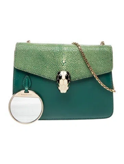 Pre-owned Bvlgari Leather Serpentini Forever In Green