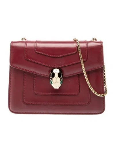 Pre-owned Bvlgari Leather Shoulder Bag In Burgundy