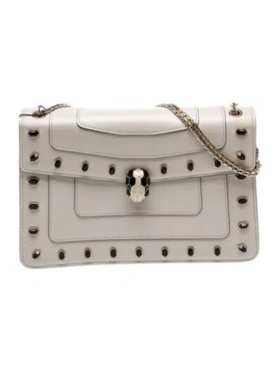 Pre-owned Bvlgari Leather Shoulder Bag In Neutral