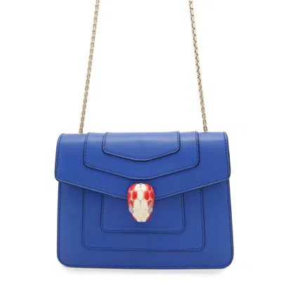 Pre-owned Bvlgari Leather Shoulder Bag () In Blue