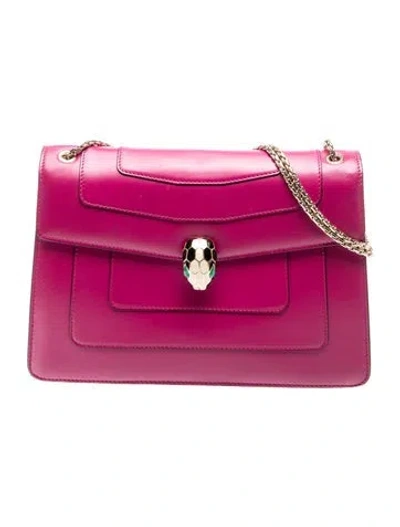Pre-owned Bvlgari Leather Shoulder Bag In Purple