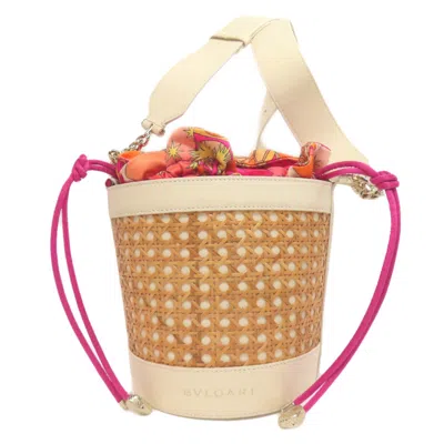 Pre-owned Bvlgari Leather Straw Shoulder Bag ()