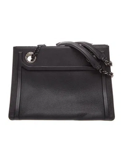 Pre-owned Bvlgari Leather Top Handle Bag In Black