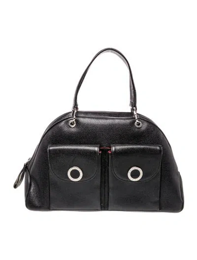 Pre-owned Bvlgari Leather Top Handle Bag In Black