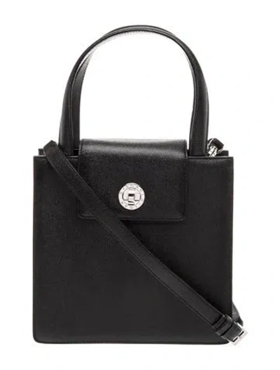 Pre-owned Bvlgari Leather Top Handle Bag In Black