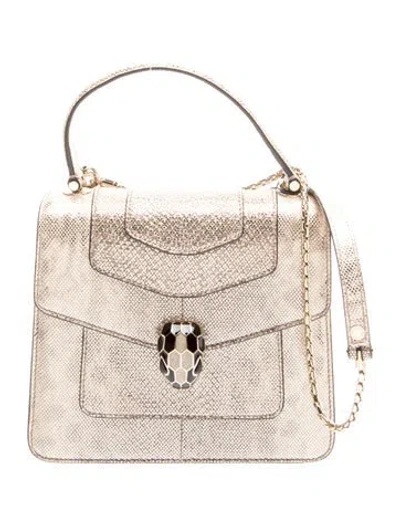 Pre-owned Bvlgari Leather Top Handle Bag In Gold/metallic