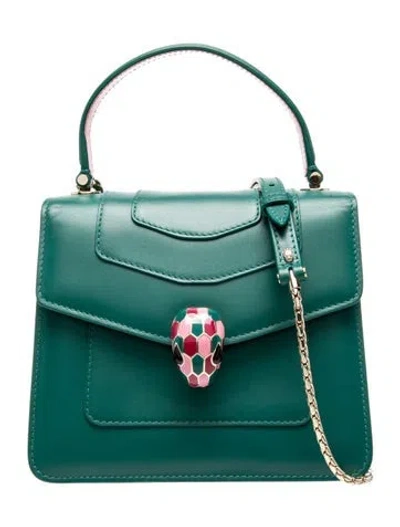 Pre-owned Bvlgari Leather Top Handle Bag In Green