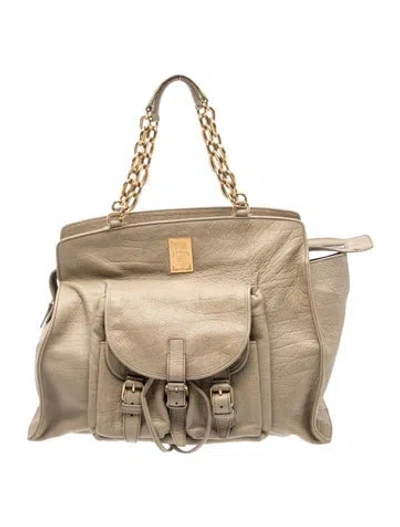 Pre-owned Bvlgari Leather Top Handle Bag In Neutrals