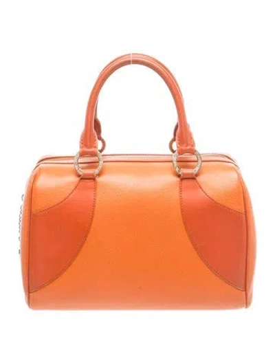Pre-owned Bvlgari Leather Top Handle Bag In Orange