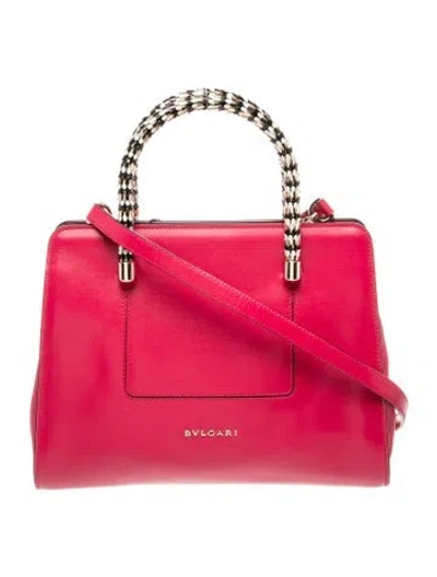 Pre-owned Bvlgari Leather Top Handle Bag In Pink