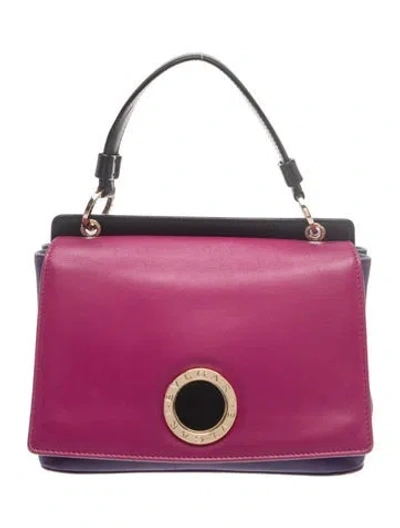 Pre-owned Bvlgari Leather Top Handle Bag In Purple