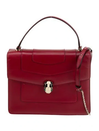 Pre-owned Bvlgari Leather Top Handle Bag In Red