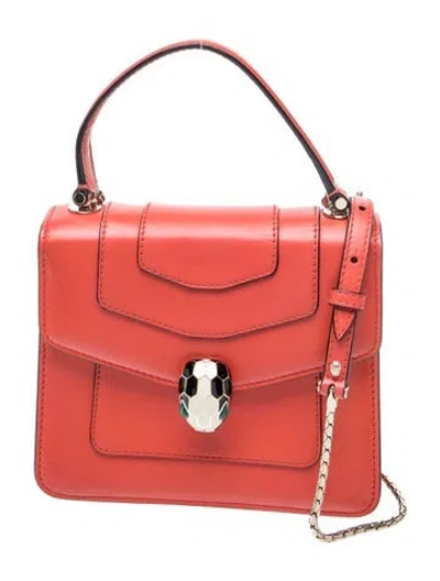 Pre-owned Bvlgari Leather Top Handle Bag In Red
