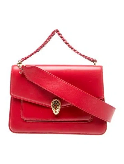 Pre-owned Bvlgari Leather Top Handle Bag In Red