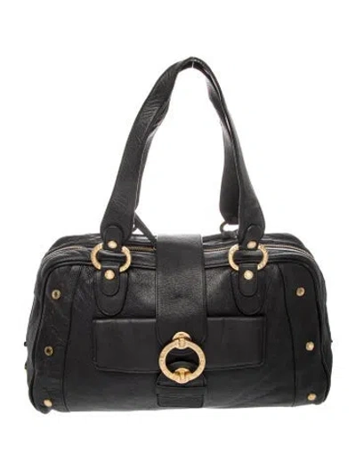 Pre-owned Bvlgari Leather Top Handle Bag Vintage In Black