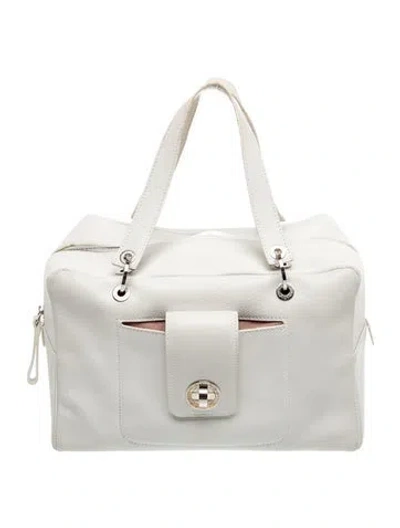 Pre-owned Bvlgari Leather Top Handle Bag In White