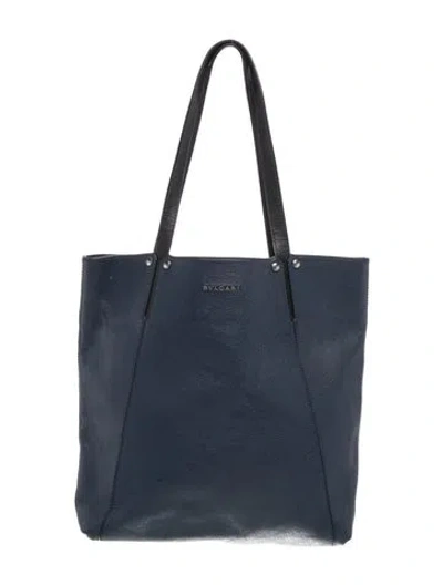 Pre-owned Bvlgari Leather Tote In Blue