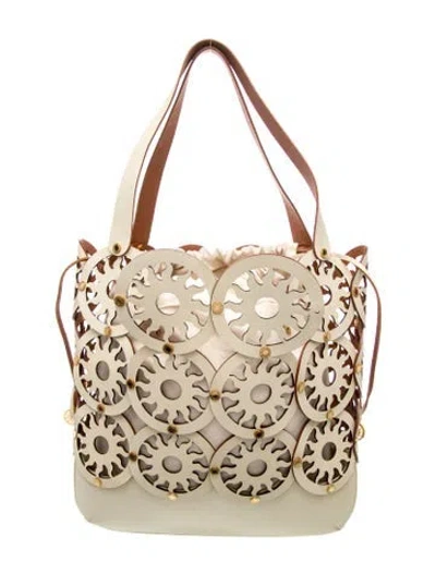 Pre-owned Bvlgari Leather Tote In Neutrals
