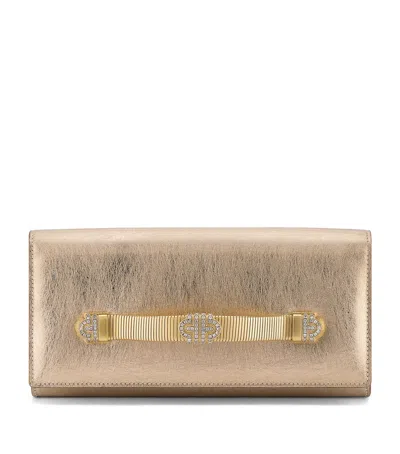 Bvlgari Leather Tubogas Clutch Bag In Gold