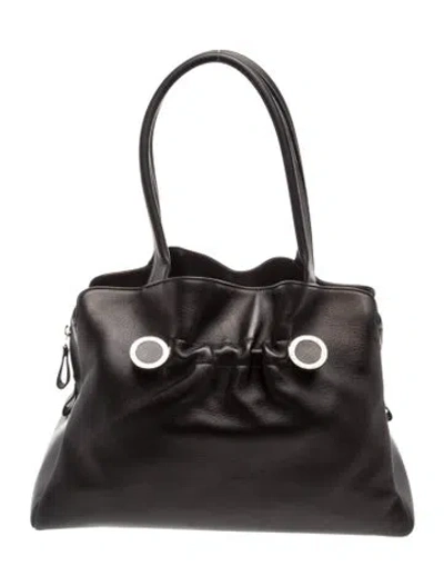 Pre-owned Bvlgari Leather Twist Tote In Black