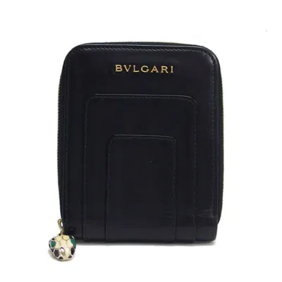 Pre-owned Bvlgari Leather Wallet (bi-fold) () In Black