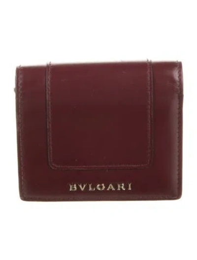 Pre-owned Bvlgari Leather Wallet In Burgundy