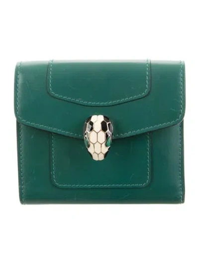 Pre-owned Bvlgari Leather Wallet In Green
