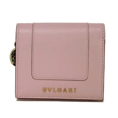 Pre-owned Bvlgari Leather Wallet (tri-fold) () In Pink