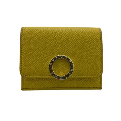 Pre-owned Bvlgari Leather Wallet (tri-fold) () In Yellow