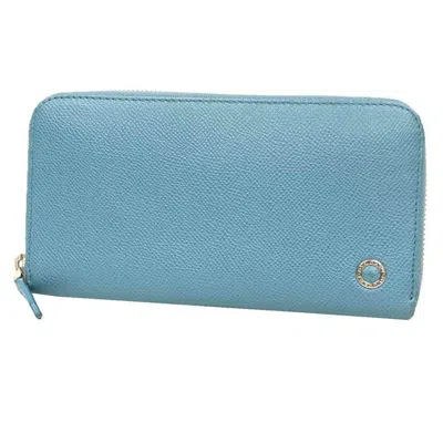 Pre-owned Bvlgari Light Blue Leather Long Wallet (bi-fold) ()