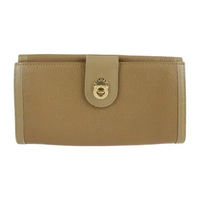 Pre-owned Bvlgari Light Brown Leather Wallet (bi-fold) ()